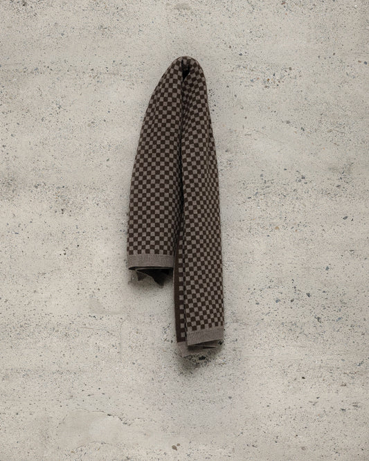 Knit Shawl - Undyed Yak Wool, Light Brown/Dark Brown