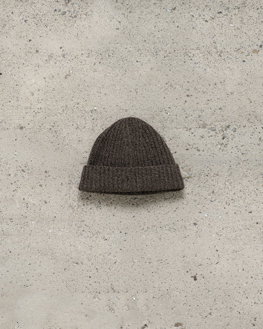Knit Hat - Wool Melange, Brown/Beige