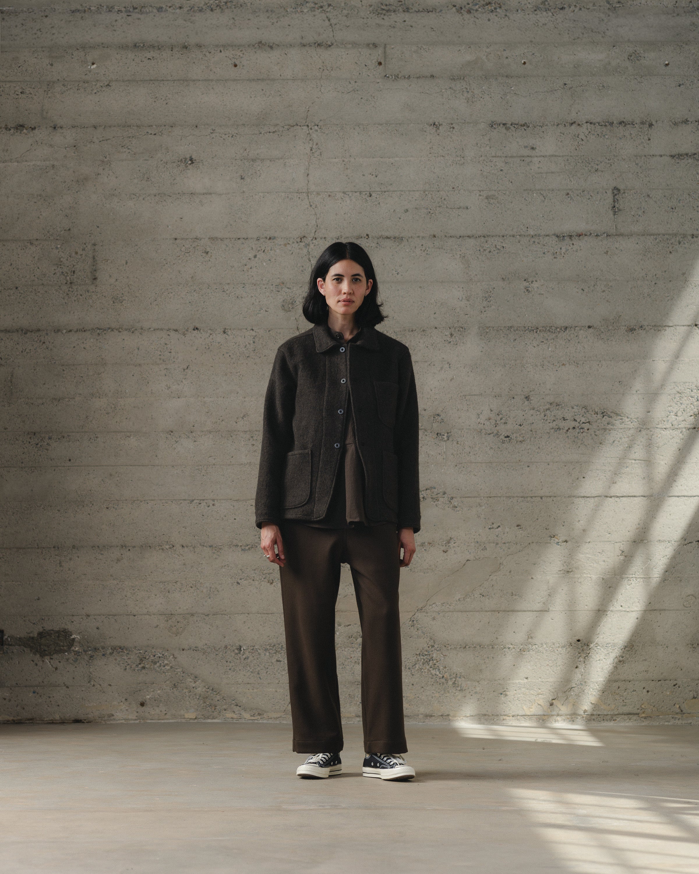 ジャケット・アウター evankinori Three Pocket Jacket Three Pocket Jacket - Brushed Wool Coating, Dark Brown – evan kinori