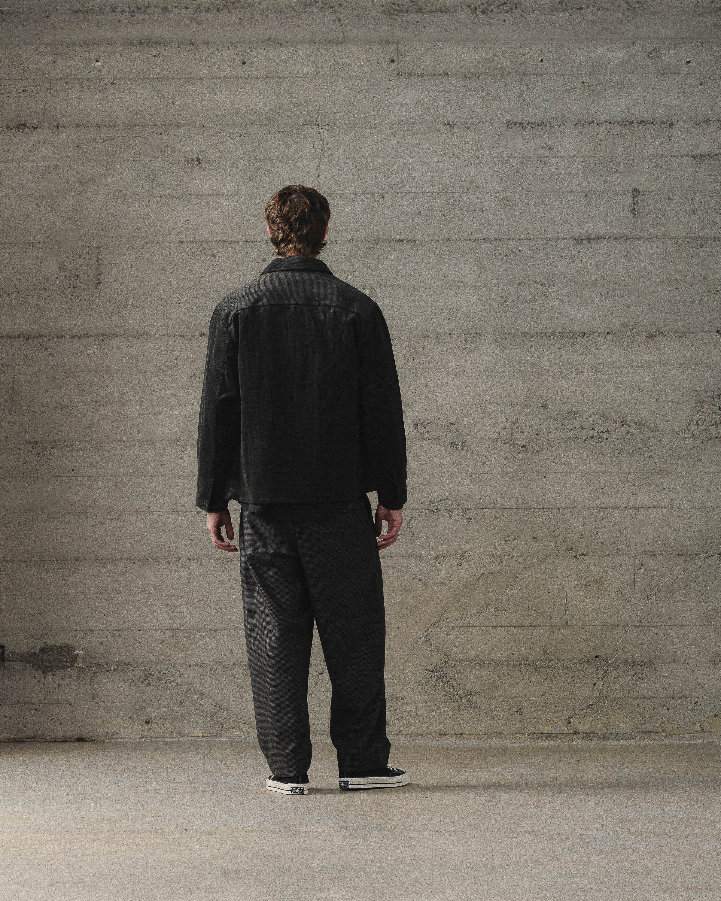 Three Pocket Jacket - Carbon Dyed Cotton/Linen Corduroy, Charcoal