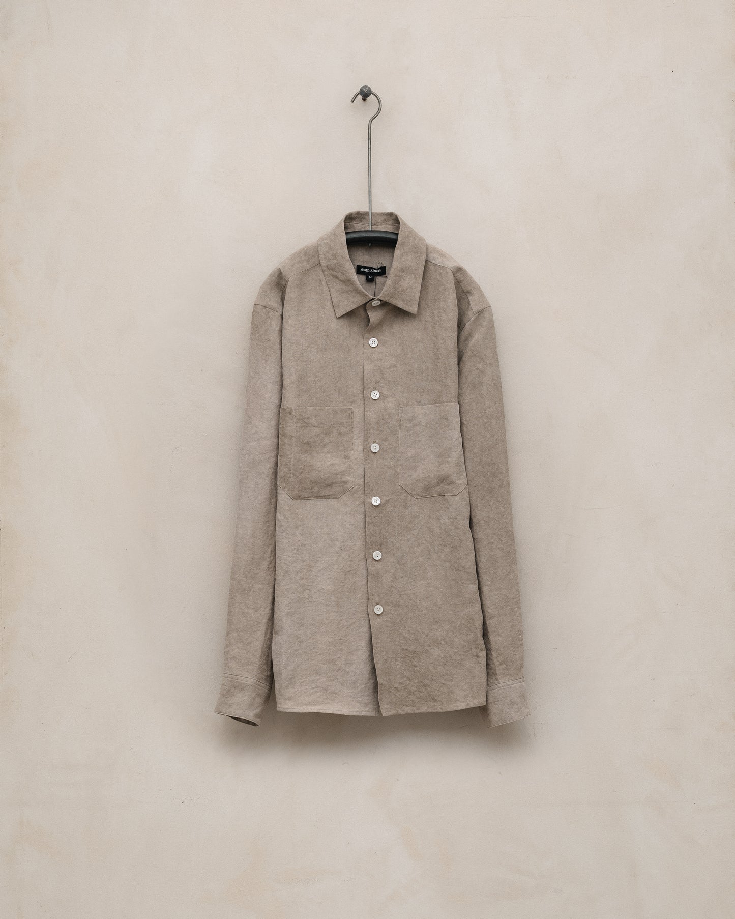 Two Pocket Shirt - Cold Dyed Hemp, Dark Beige