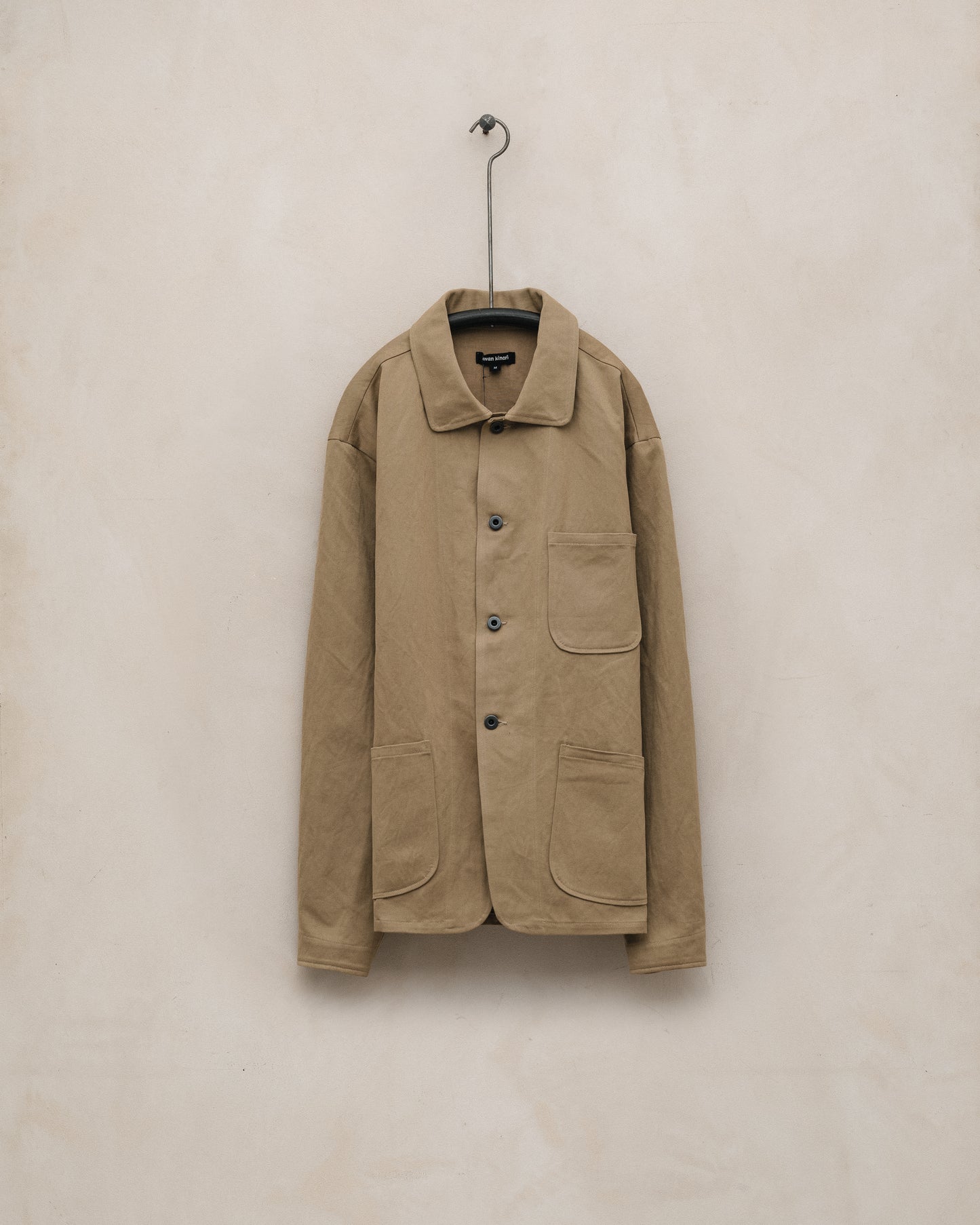 Three Pocket Jacket - Gallnut Cotton/Washi Twill, Khaki (Natural Gallnut Dye)