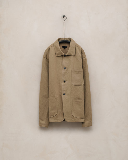 Three Pocket Jacket - Gallnut Cotton/Washi Twill, Khaki (Natural Gallnut Dye)
