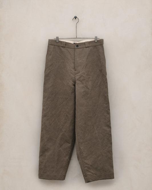 Flat Front Pant - Natural Dye Cotton/Washi Herringbone, Iron (Persimmon/Iron Natural Dye)