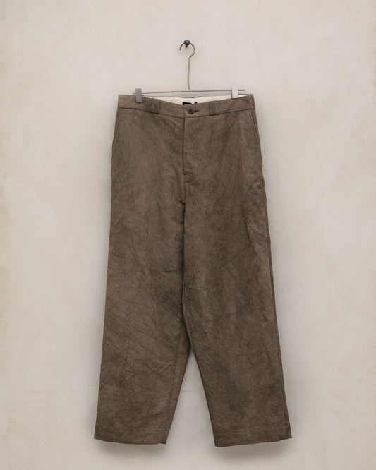 Flat Front Pant - Natural Dye Cotton/Washi Twill, Brown (Persimmon/Iron Dye)