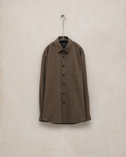 Big Shirt Two - Yarn Dyed Hemp/Cotton Stripe, Charcoal/Dark Olive