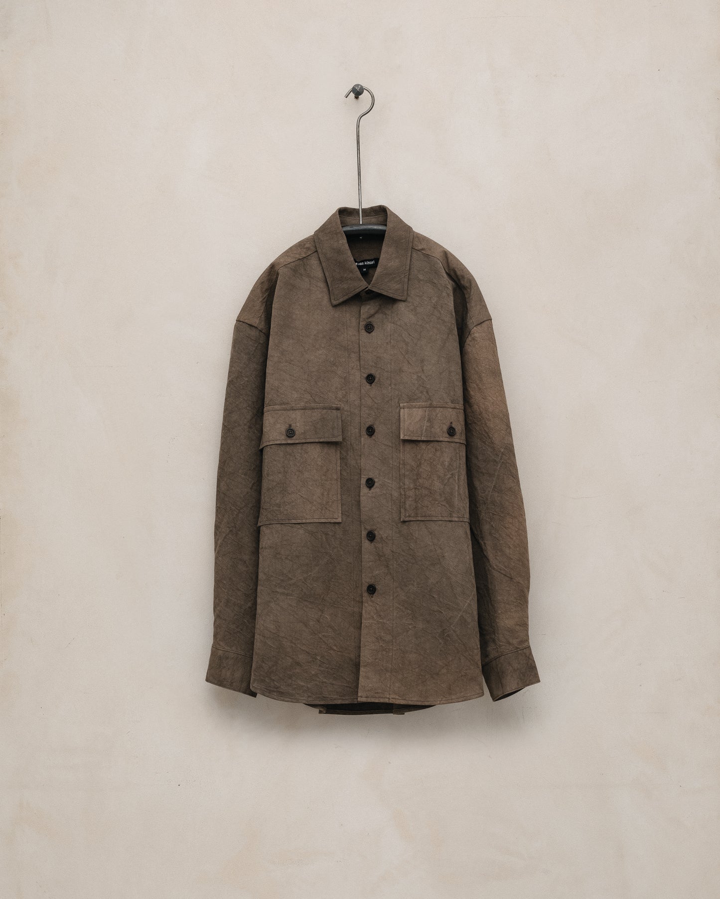 Big Shirt - Natural Dye Cotton/Washi Twill, Brown (Persimmon/Iron Dye)