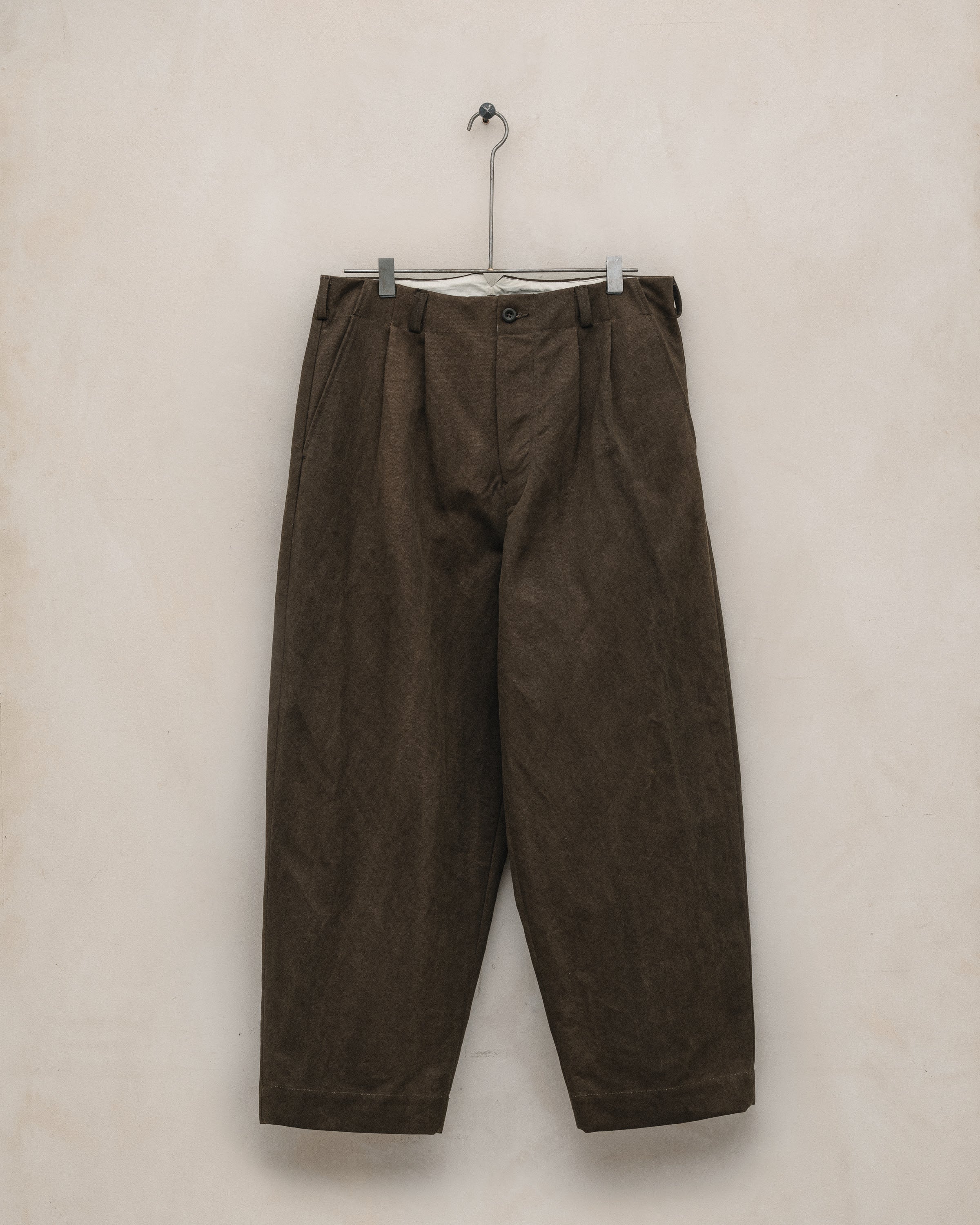 パンツ PWA EVERYDAY TRUNKS INK CHECK Two Pleat Pant - Sumi Ink Cotton/Washi Canvas, Dark Olive – evan