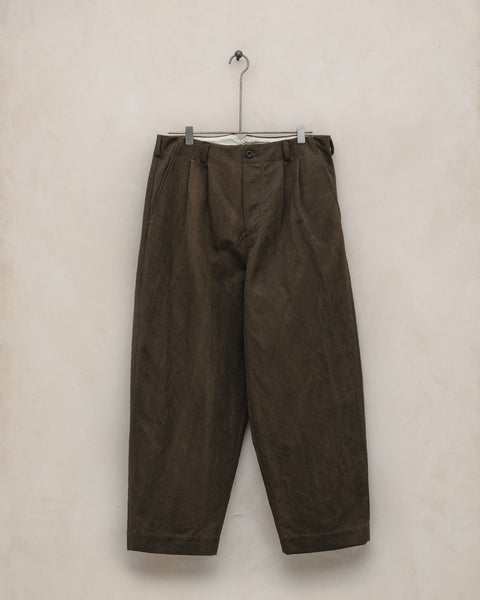 Two Pleat Pant - Sumi Ink Cotton/Washi Canvas, Dark Olive – evan