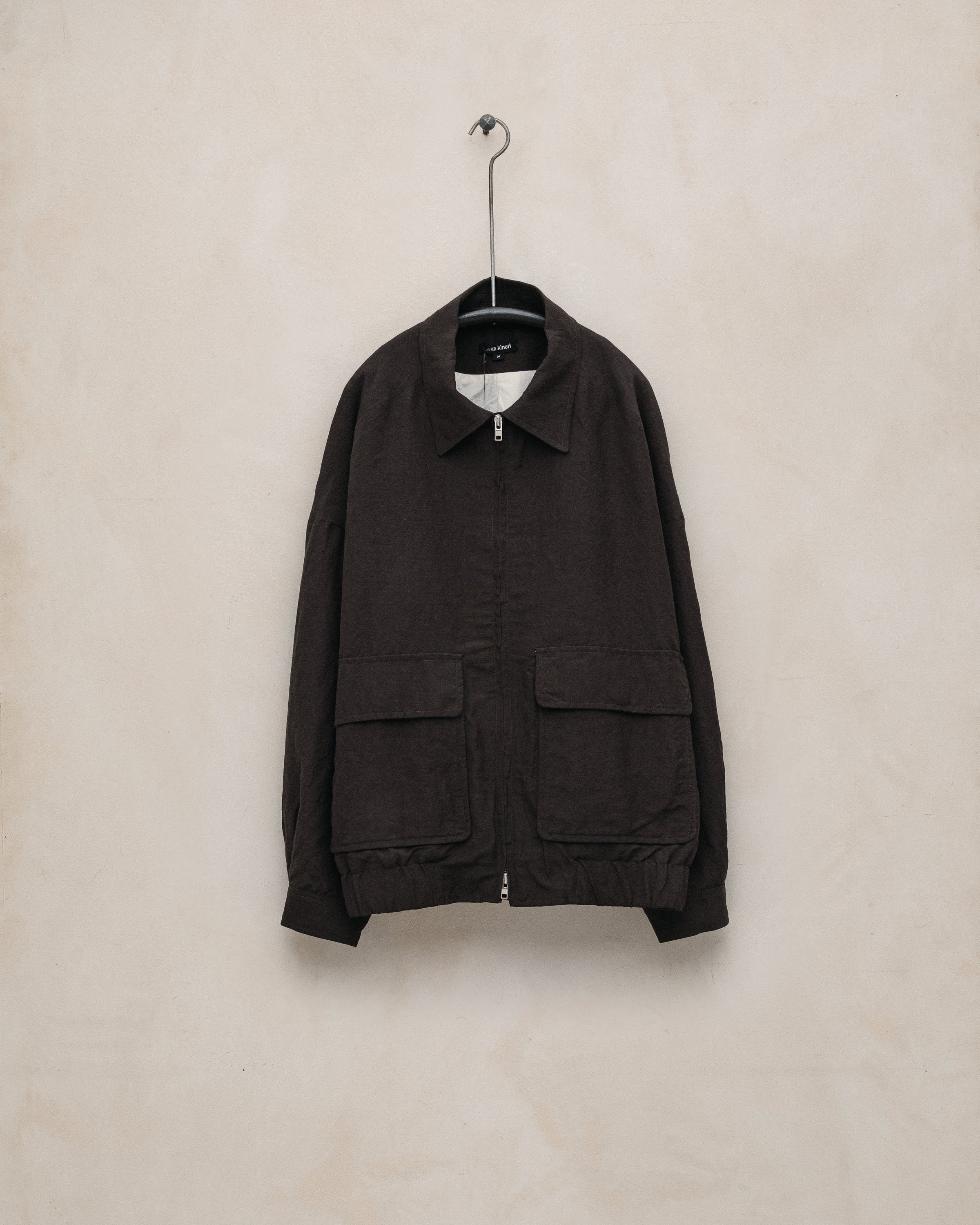 Three Button Jacket - Worsted Wool/Linen Canvas, Dark Brown – evan