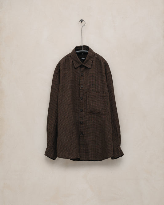 Big Shirt Two - Logwood Linen Check, Brown/Black (Logwood Overdye)