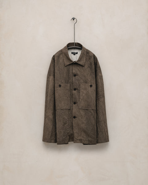 Field Shirt Two - Natural Dye Cotton/Washi Twill, Brown (Persimmon