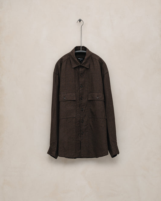 Big Shirt - Logwood Linen Check, Brown/Black (Logwood Overdye)