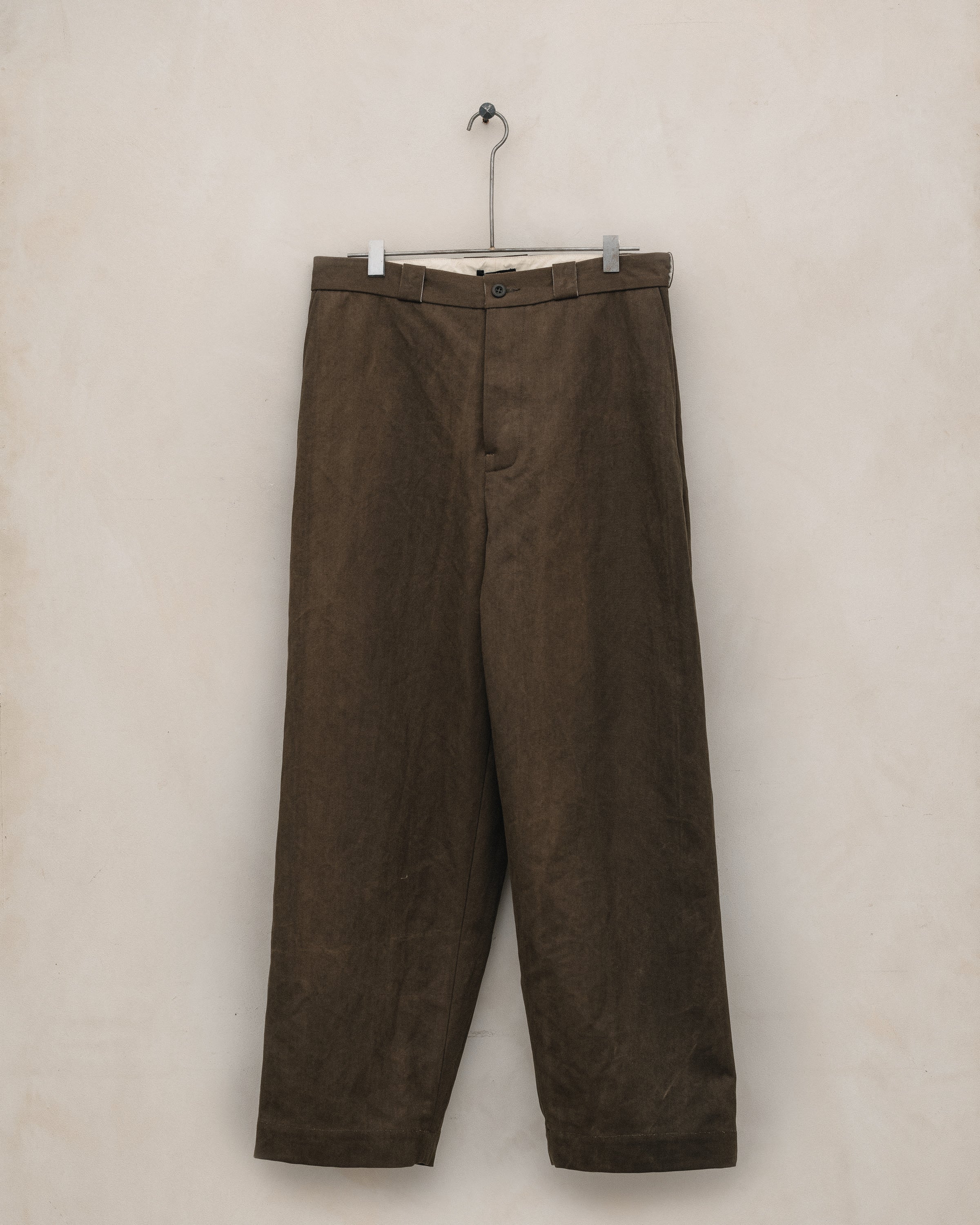 Flat Front Pant - Sumi Ink Cotton/Washi Canvas, Dark Olive – evan
