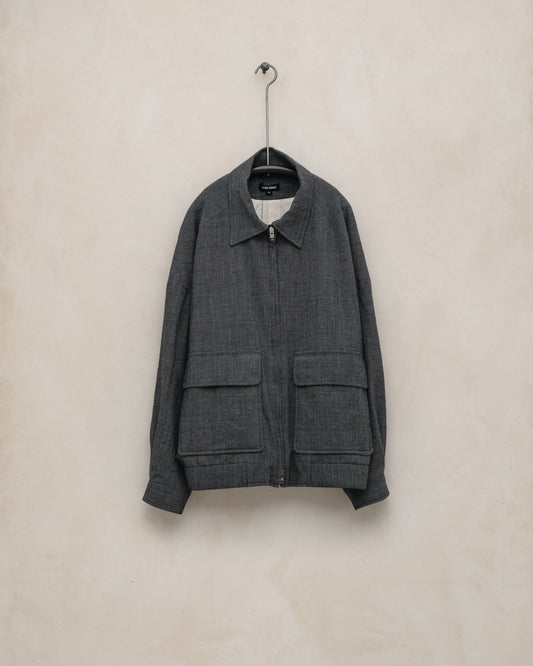 Zip Jacket Two - Worsted Wool Puppytooth, Charcoal/Black