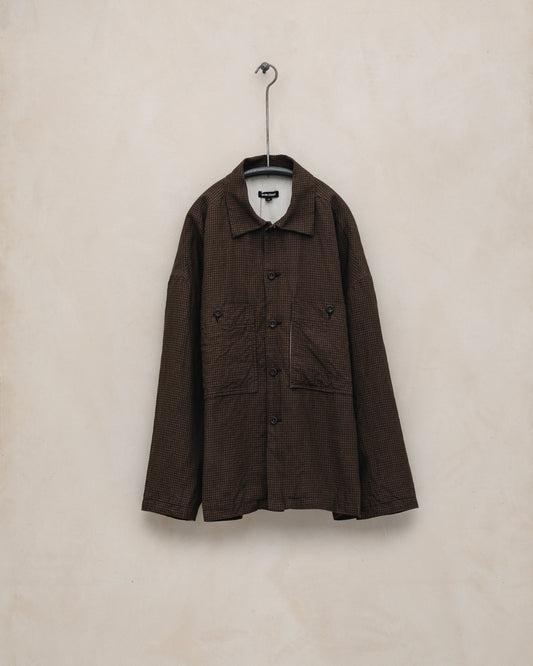 Field Shirt Two - Logwood Linen Check, Brown/Black (Logwood Overdye)