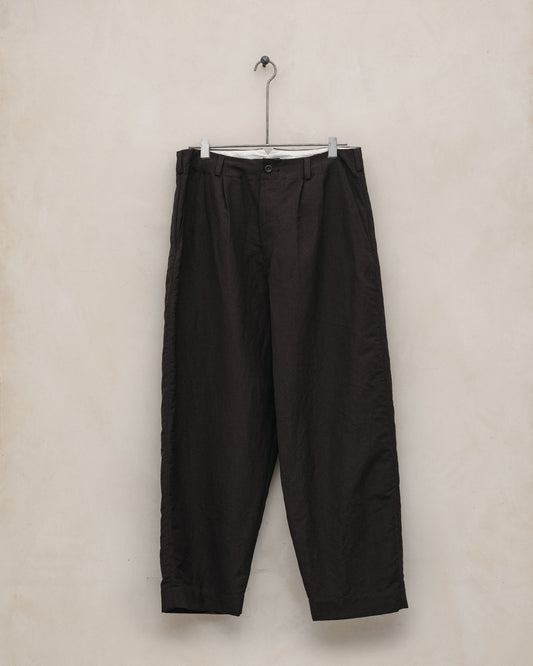 Two Pleat Pant - Worsted Wool/Linen Canvas, Dark Brown