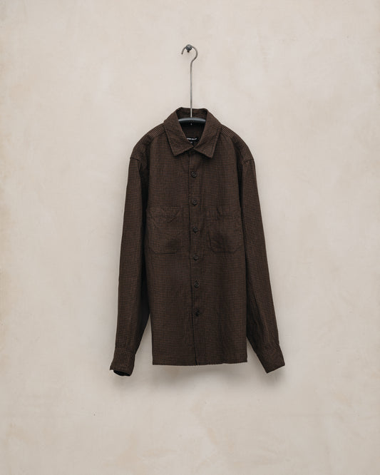 Two Pocket Shirt - Logwood Linen Check, Brown/Black (Logwood Overdye)