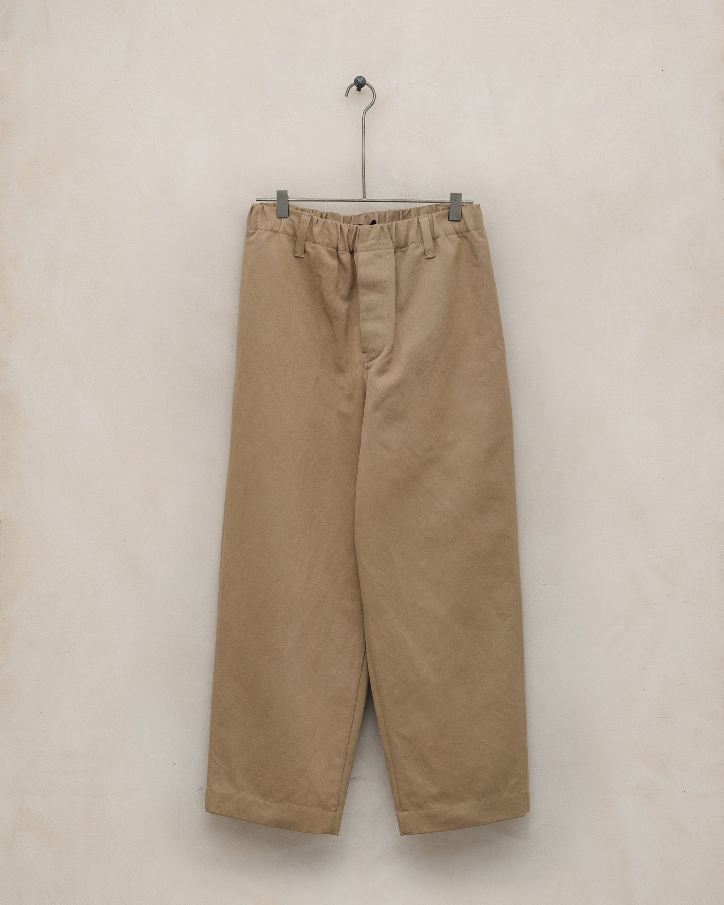 Elastic Pant - Gallnut Cotton/Washi Twill, Khaki (Natural Gallnut Dye)