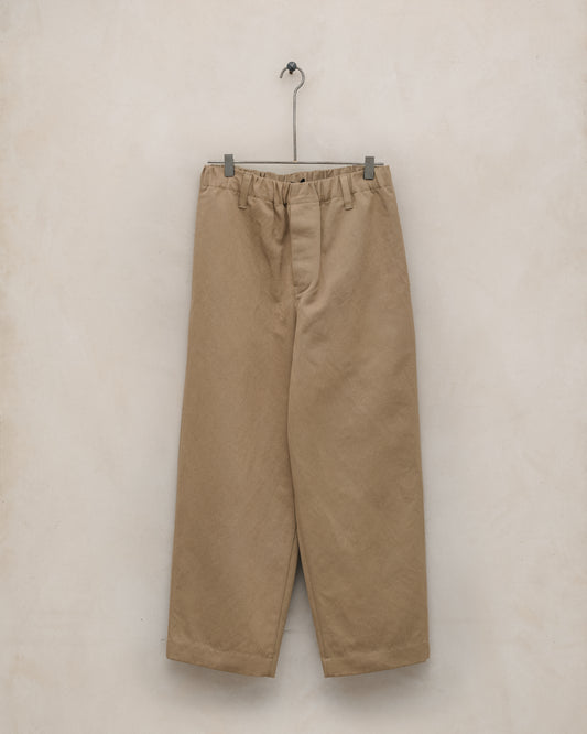 Elastic Pant - Gallnut Cotton/Washi Twill, Khaki (Natural Gallnut Dye)