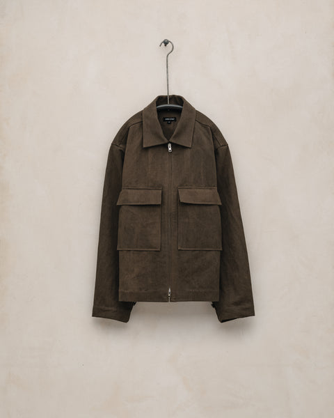 Zip Jacket - Sumi Ink Cotton/Washi Canvas, Dark Olive – evan kinori
