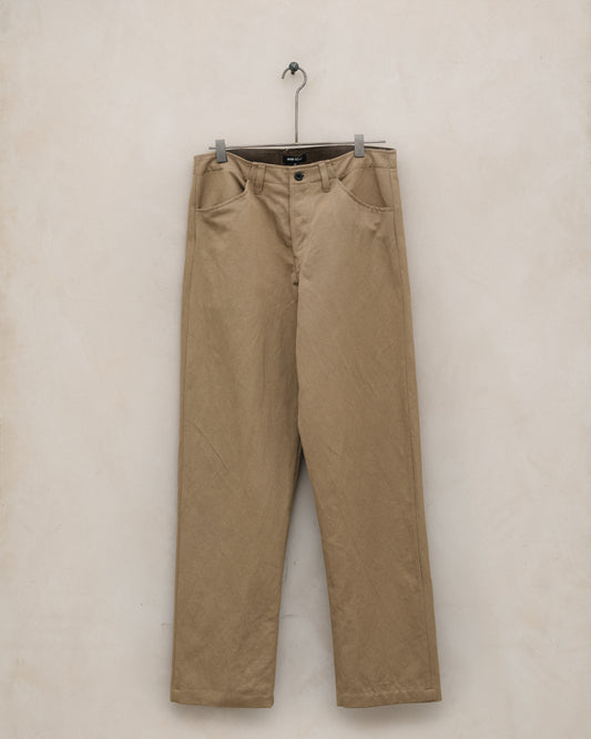 Four Pocket Pant - Gallnut Cotton/Washi Twill, Khaki (Natural Gallnut Dye)