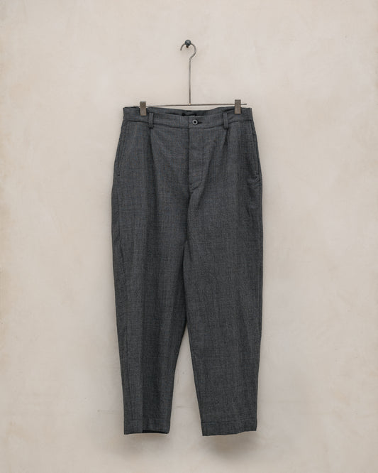 Single Pleat Pant - Worsted Wool Puppytooth, Charcoal/Black