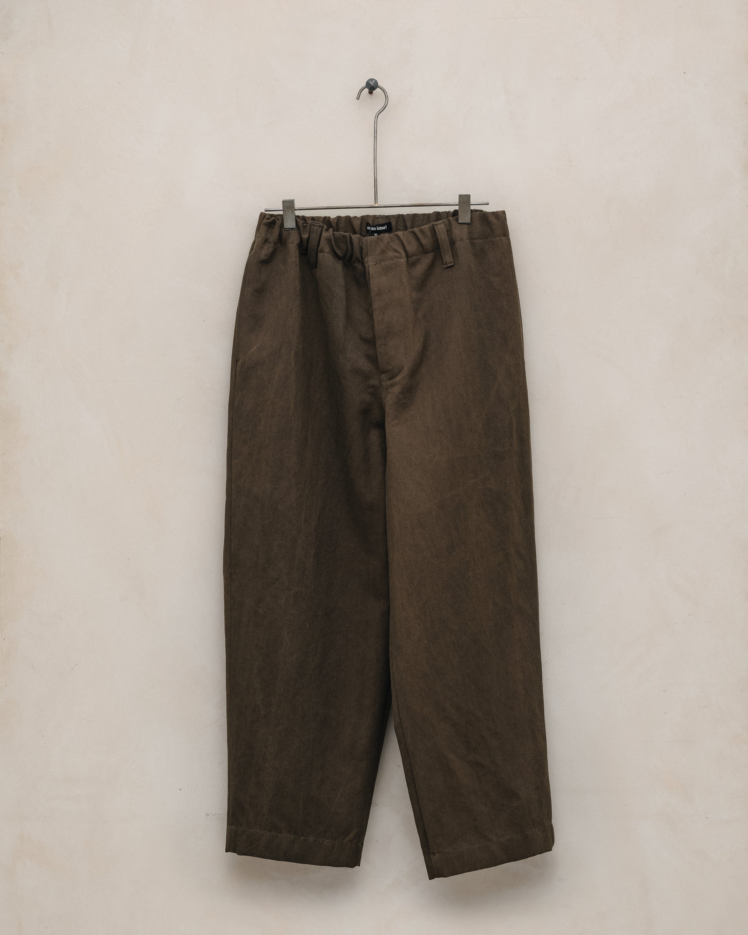 Two Pleat Pant - Sumi Ink Cotton/Washi Canvas, Dark Olive – evan