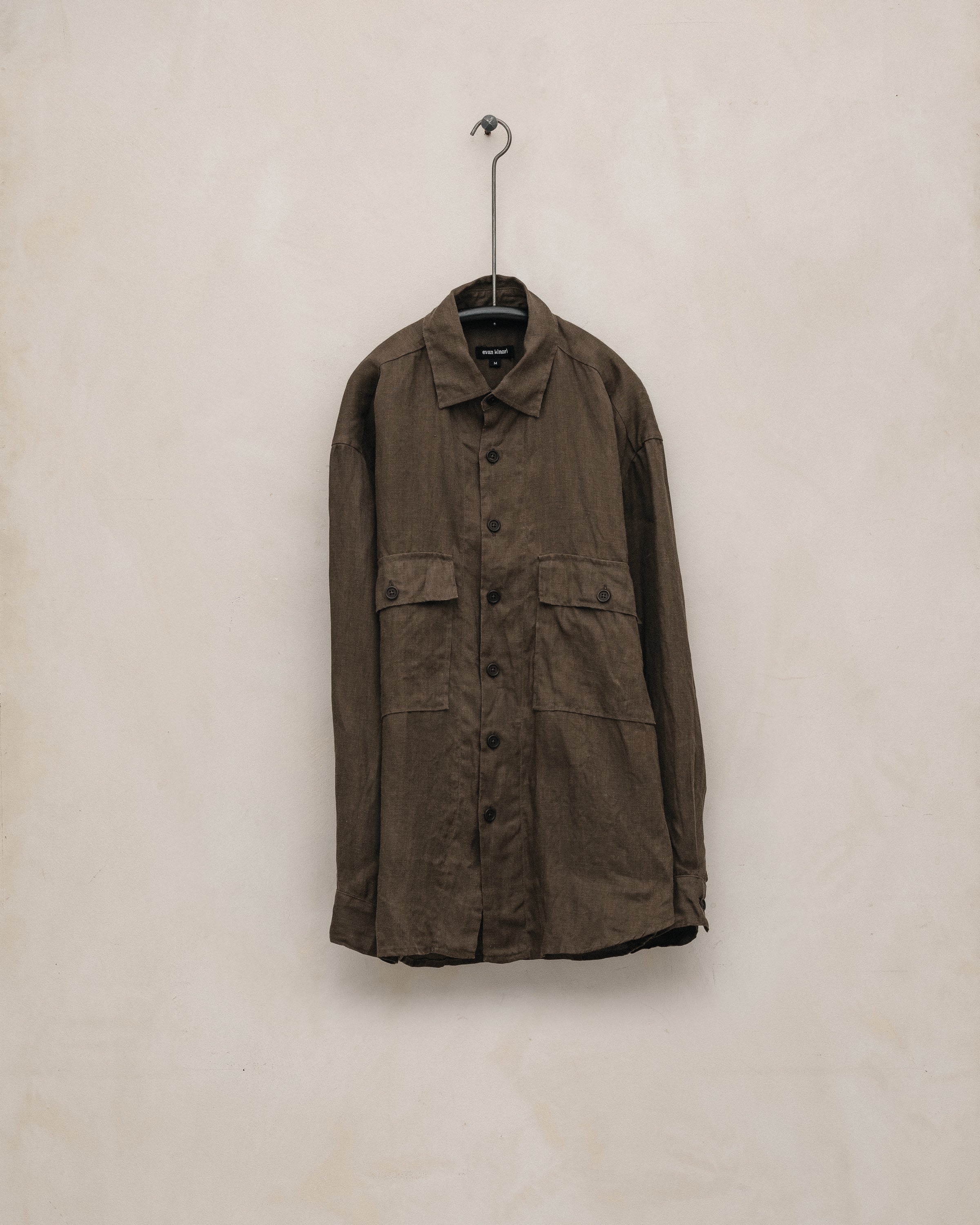nyankoplage Botanical Dye Big シャツ rennes — Evan Kinori | Big Shirt Two in Dark Beige Cold Dyed Hemp