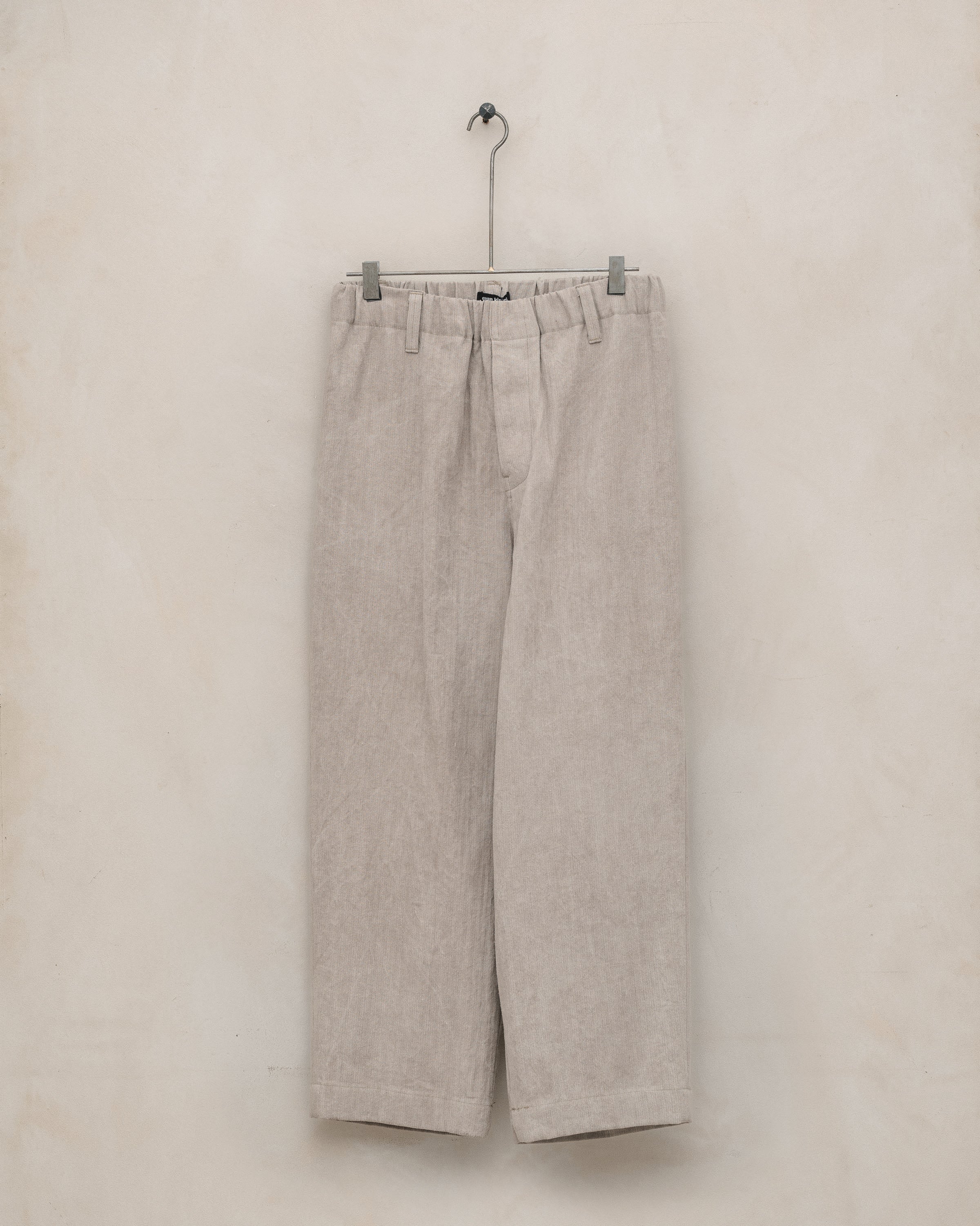 Elastic Pant - Cold Dyed Linen/Cotton Herringbone, Dark Beige