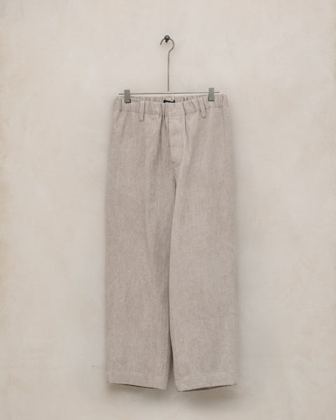 Elastic Pant - Cold Dyed Linen/Cotton Herringbone, Dark Beige