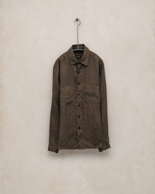Two Pocket Shirt - Sumi Ink Hemp Twill, Dark Olive