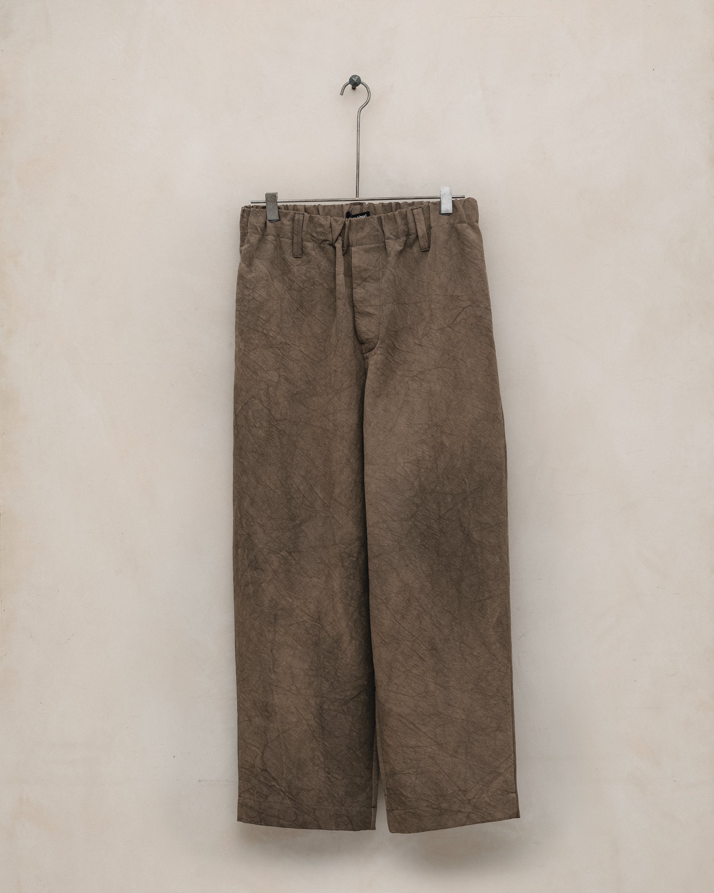Elastic Pant - Natural Dye Cotton/Washi Twill, Brown (Persimmon
