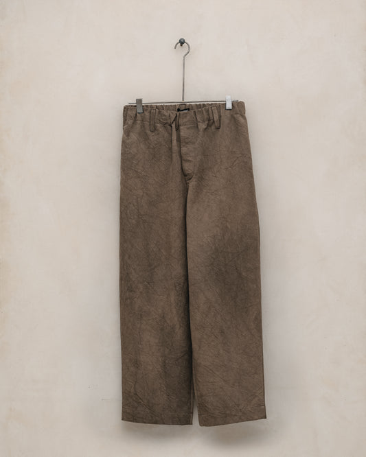 Elastic Pant - Natural Dye Cotton/Washi Twill, Brown (Persimmon/Iron Dye)