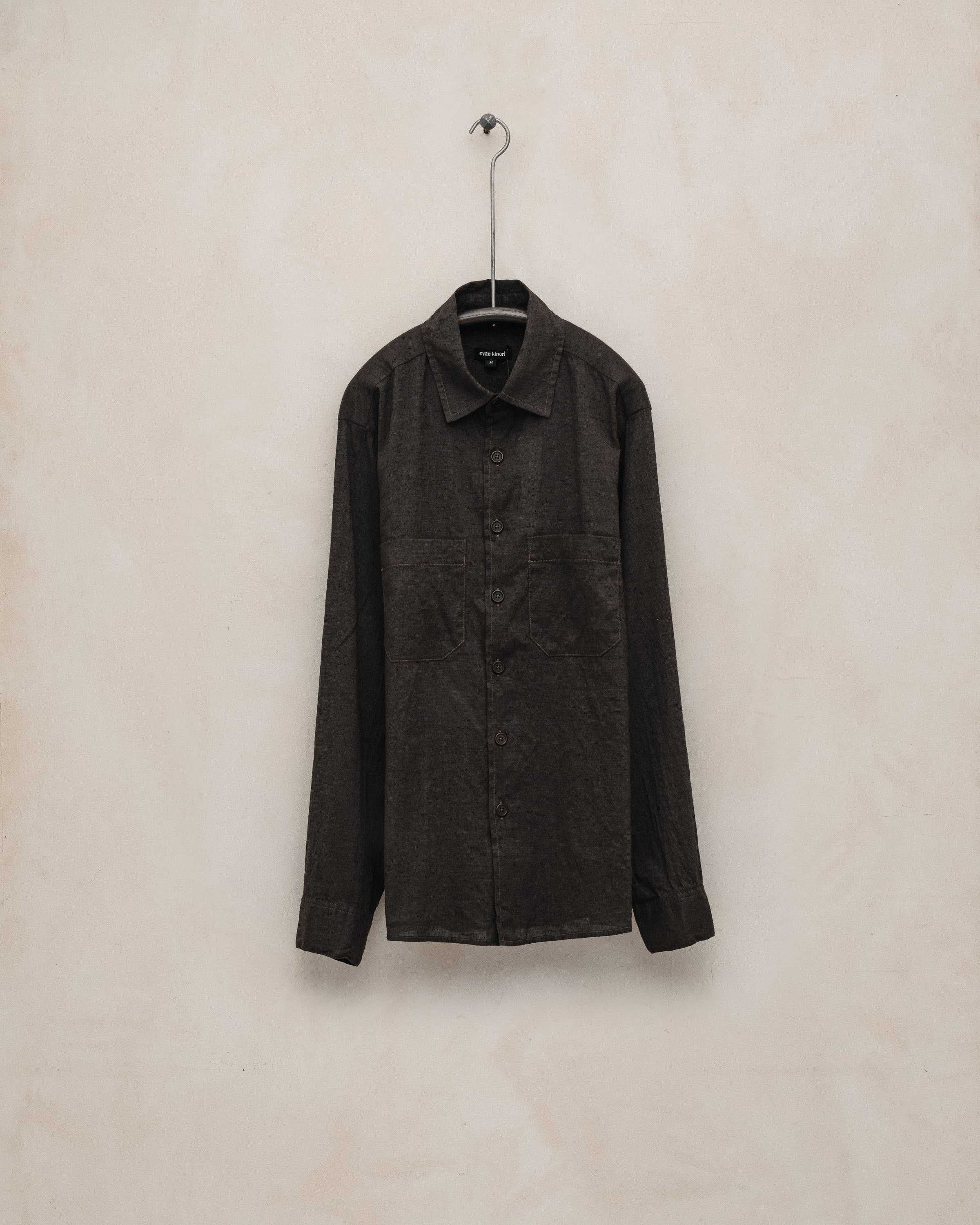Big Shirt Two - Yarn Dyed Linen/Cotton Summercloth, Brown/Navy