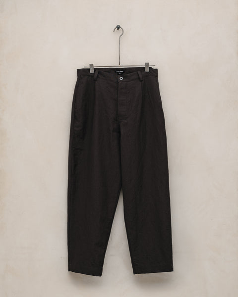 Single Pleat Pant - Worsted Wool/Linen Canvas, Dark Brown – evan