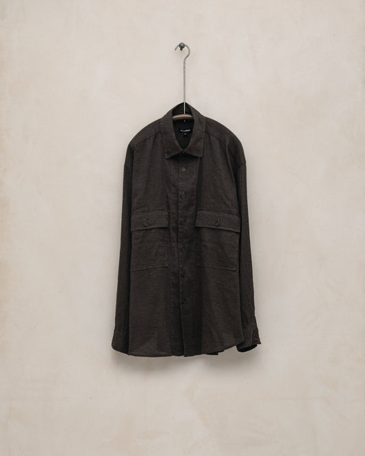 Big Shirt - Yarn Dyed Linen/Cotton Summercloth, Brown/Navy