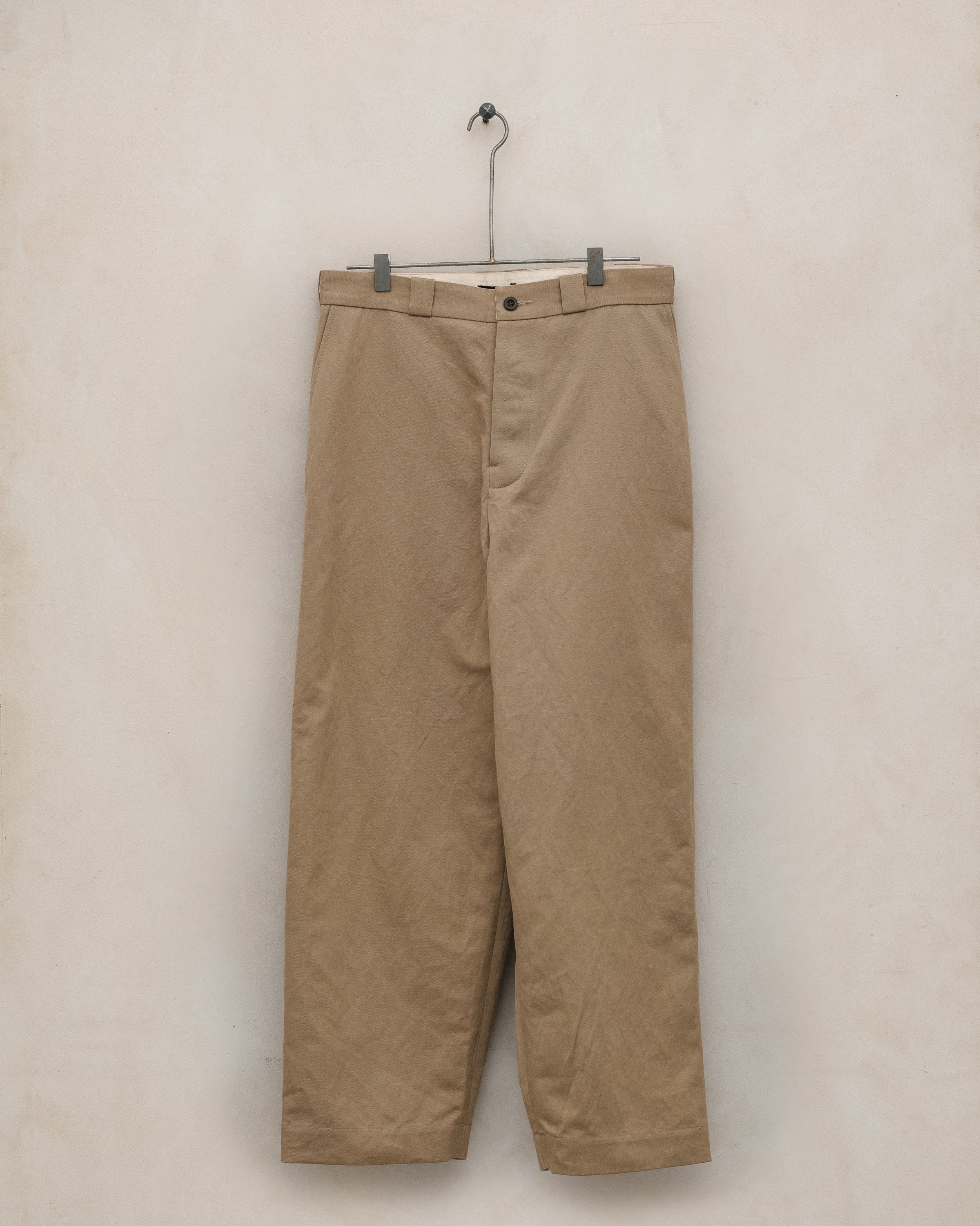 Flat Front Pant - Gallnut Cotton/Washi Twill, Khaki (Natural