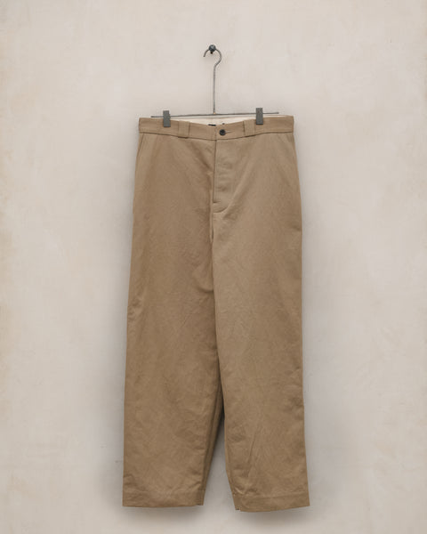 Flat Front Pant - Gallnut Cotton/Washi Twill, Khaki (Natural