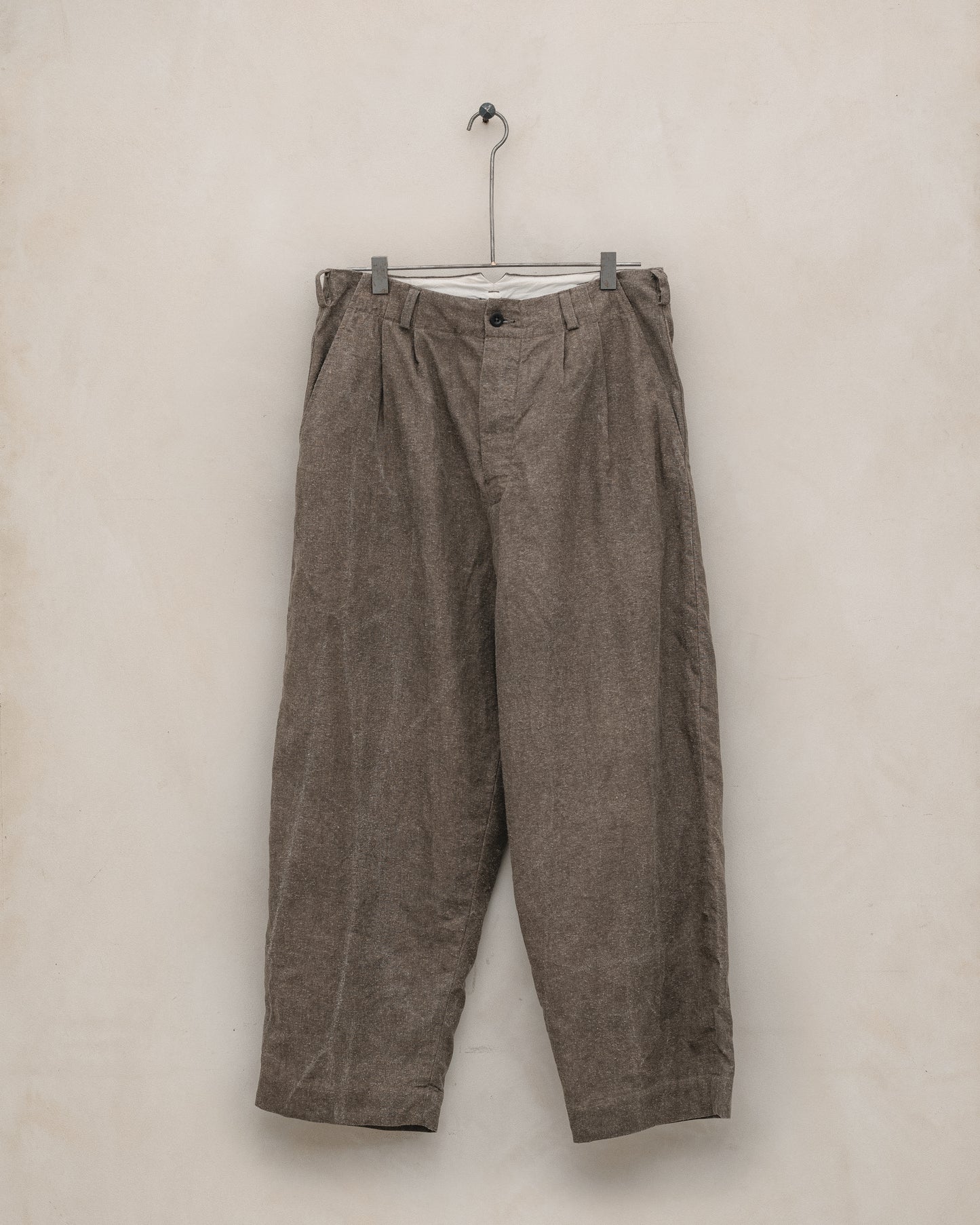 Two Pleat Pant - Natural Dye Silk/Linen Broadcloth, Iron (Persimmon/Iron Natural Dye)