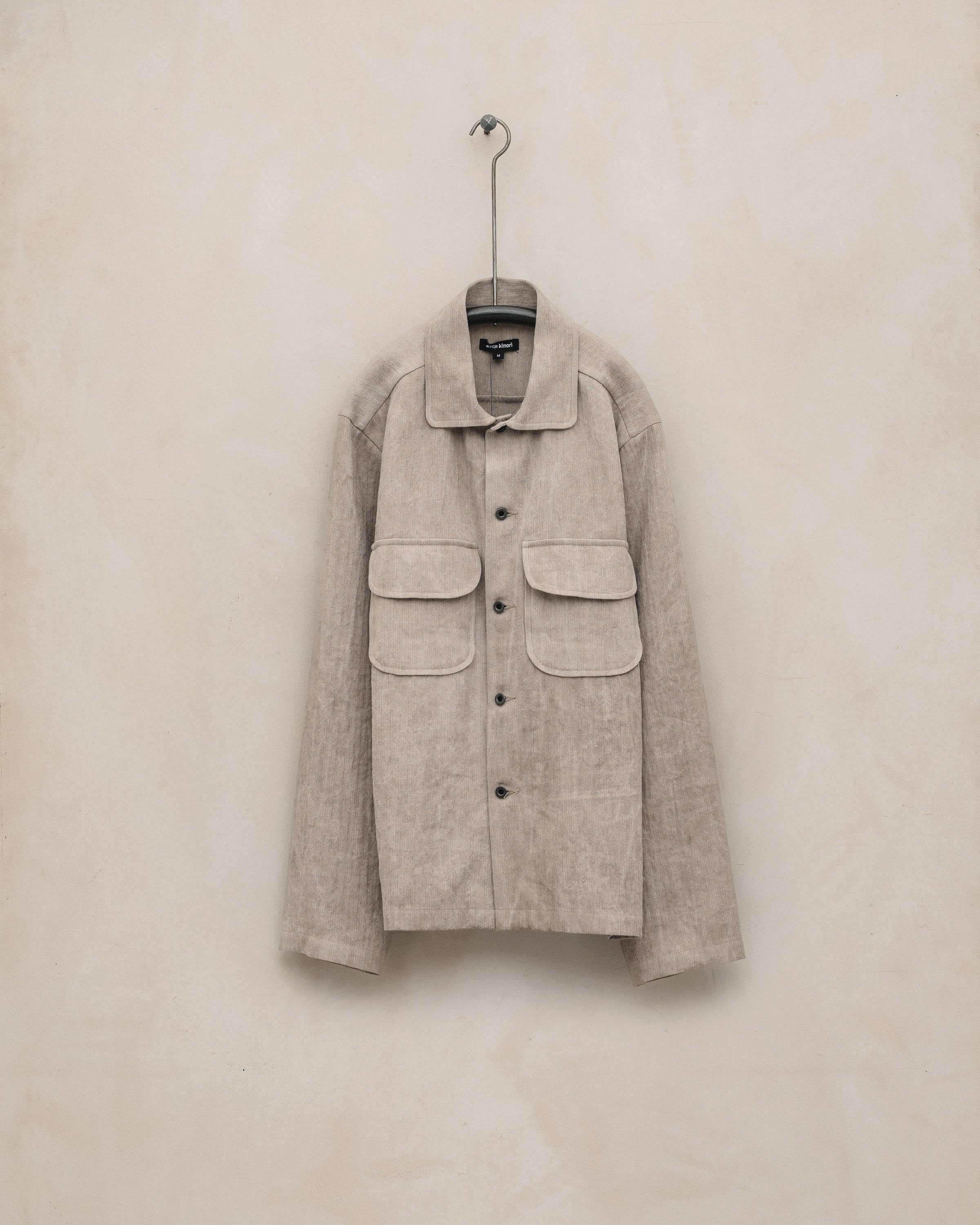 Field Shirt - Cold Dyed Linen/Cotton Herringbone, Dark Beige (Cold