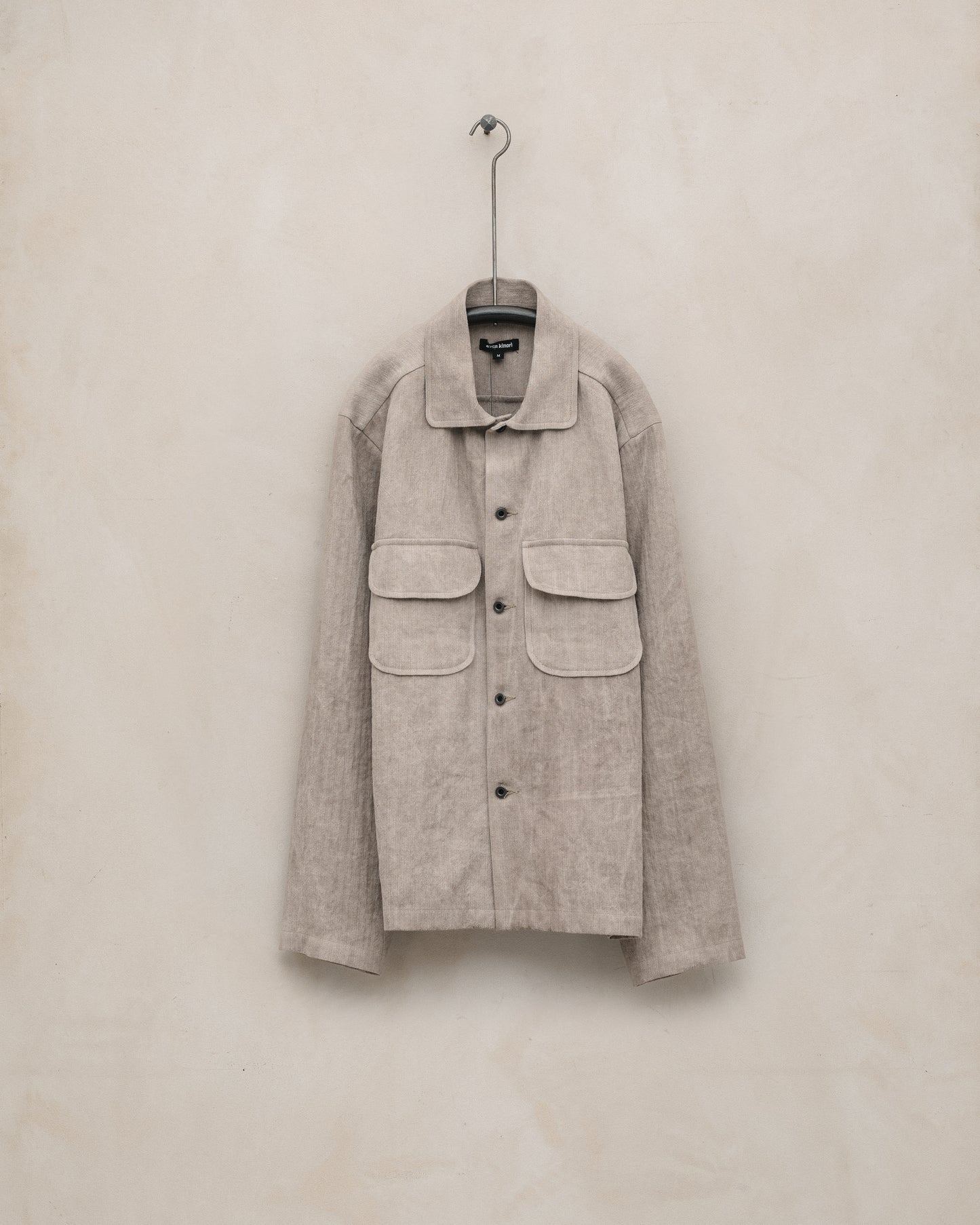 Field Shirt - Cold Dyed Linen/Cotton Herringbone, Dark Beige (Cold Dye)