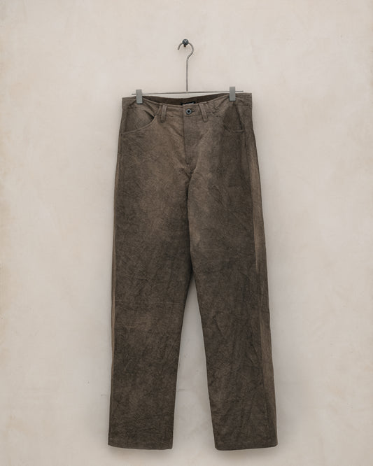 Four Pocket Pant - Natural Dye Cotton/Washi Twill, Brown (Persimmon/Iron Dye)