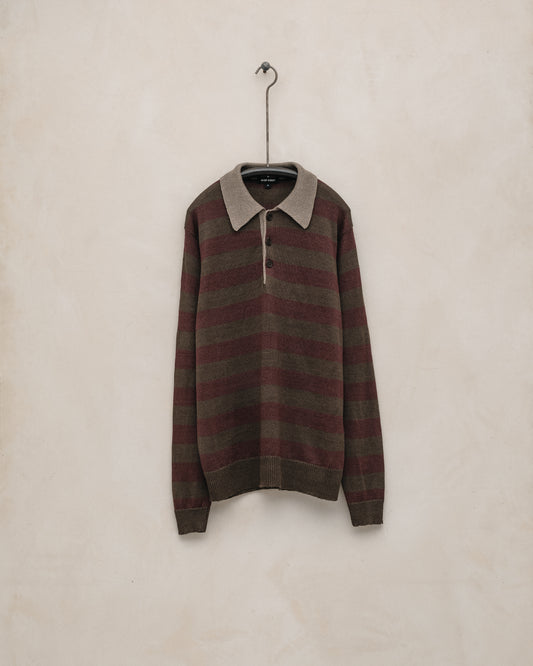 Polo Stripe Sweater - Linen, Brown/Burgundy
