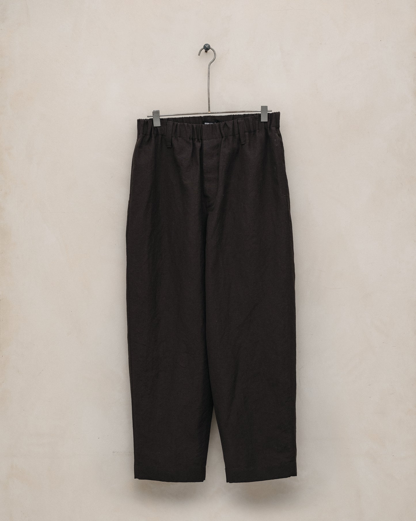 Elastic Pant - Worsted Wool/Linen Canvas, Dark Brown
