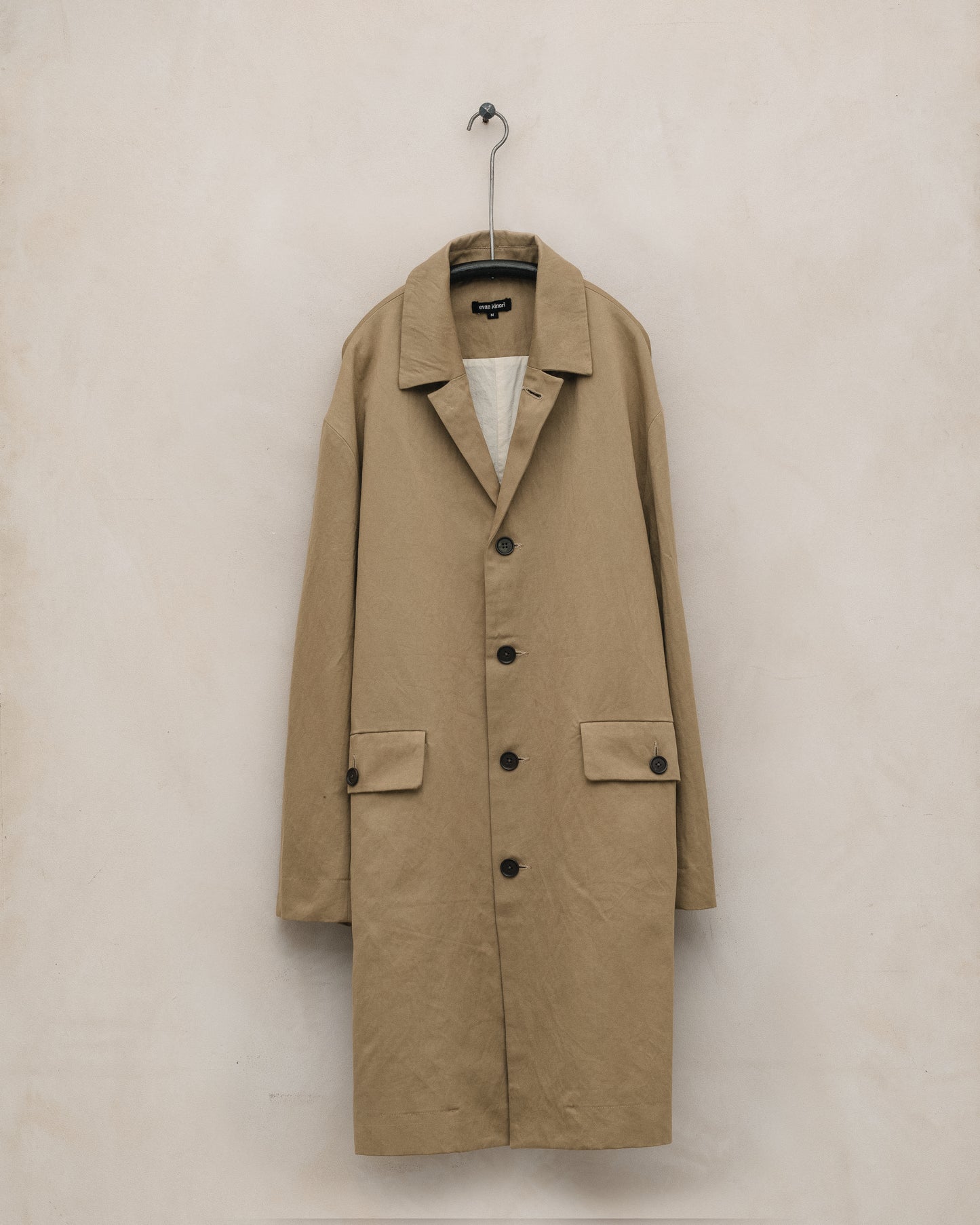 Big Coat - Gallnut Cotton/Washi Twill, Khaki (Natural Gallnut Dye)