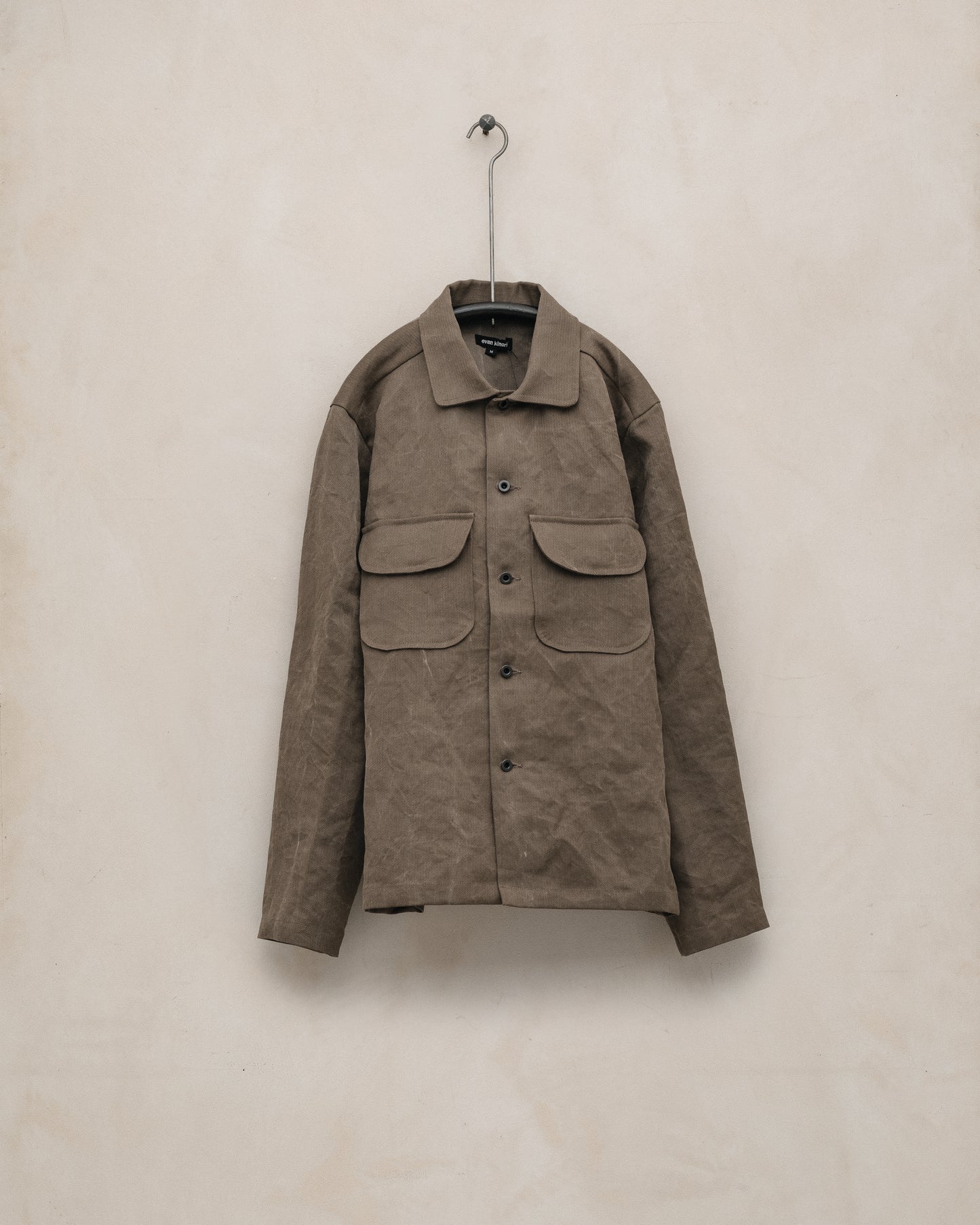 Field Shirt - Natural Dye Cotton/Washi Herringbone, Iron (Persimmon/Iron Natural Dye)
