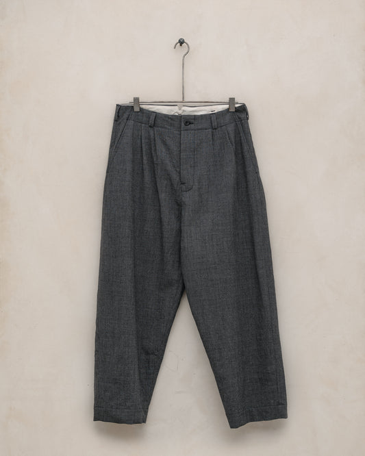 Two Pleat Pant - Worsted Wool Puppytooth, Charcoal/Black