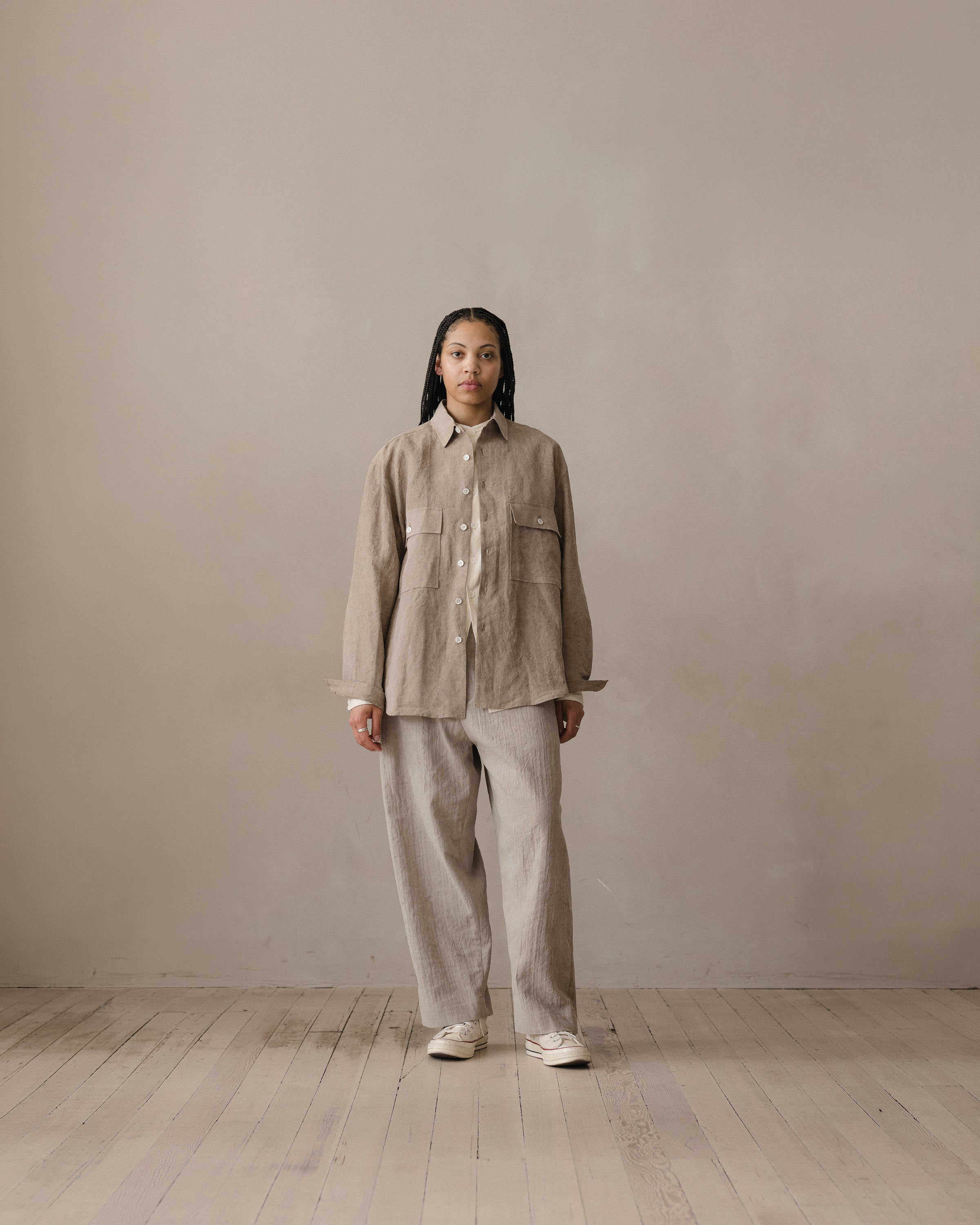 Big Shirt - Cold Dyed Hemp, Dark Beige – evan kinori