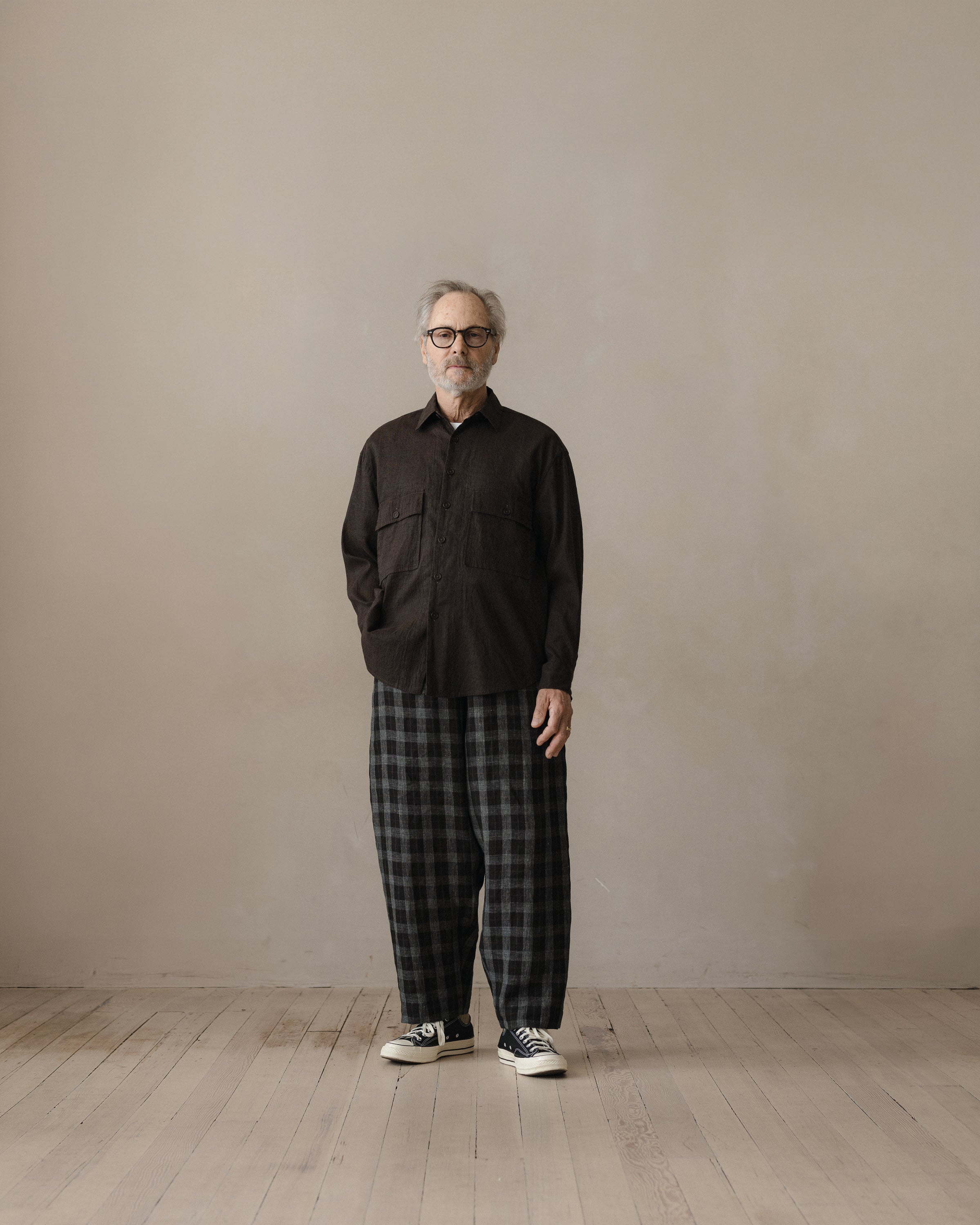 Big Shirt - Yarn Dyed Linen/Cotton Summercloth, Brown/Navy – evan